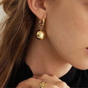 New! 18K Gold Plated Ball Gold Hoop Earrings